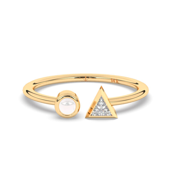 Triangle Diamond & Pearl Cuff Ring