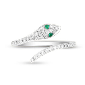 Emerald Eye Diamond Snake Ring