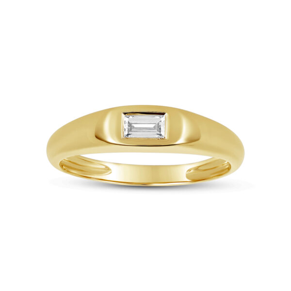 Solitaire Baguette Signet Ring