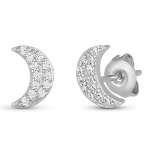 Diamond Crescent Moon Stud Earrings