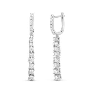 Diamond Linear Drop Huggie Hoop Earrings